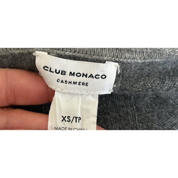 Club Monaco Womens 100% Cashmere Crewneck Color-block Sweater Grey Long Sleeve X - Picture 6 of 7